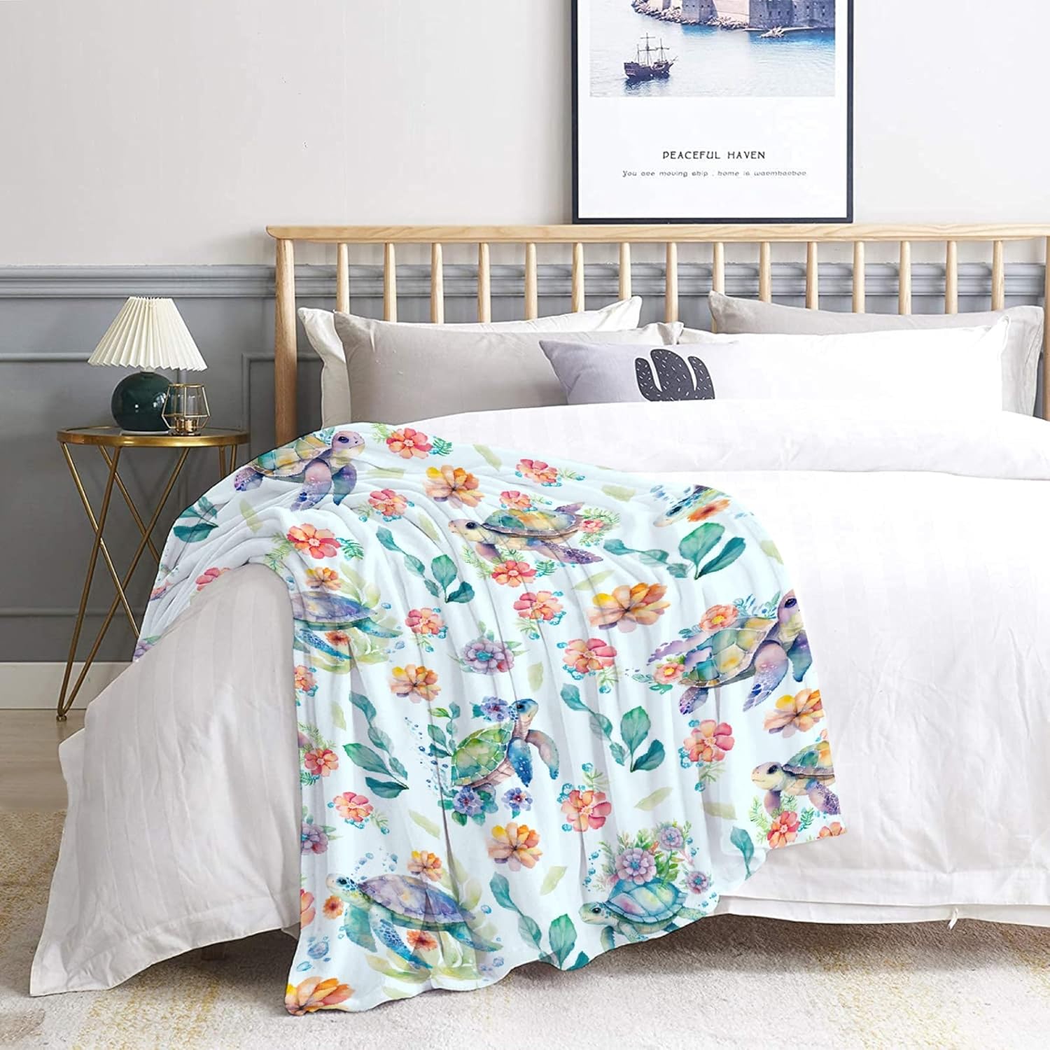WHISKEYBLANKET Sea Turtle Blanket Turtle Gifts for Lovers,Bed Cozy Air Conditioning Plush Blanket for Bedroom Sofa Car Office,Kids Size-40"x50" - Image 5