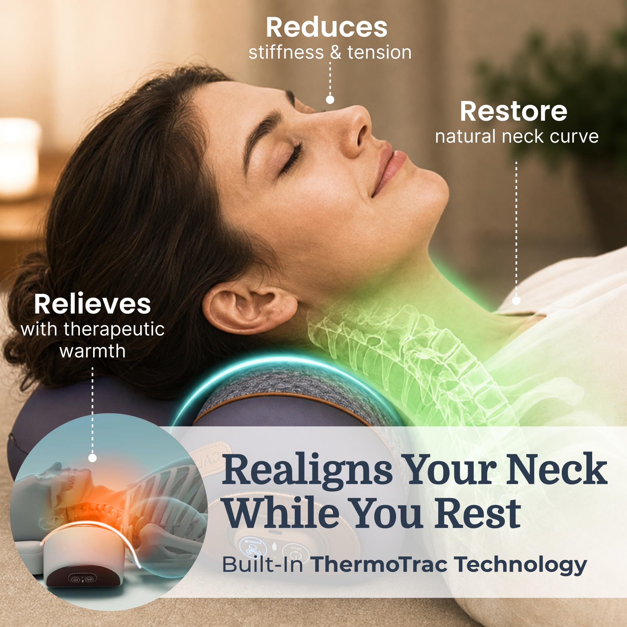 CALLIXE TheraPillow: Neck Massager with Heat & Vibration -4