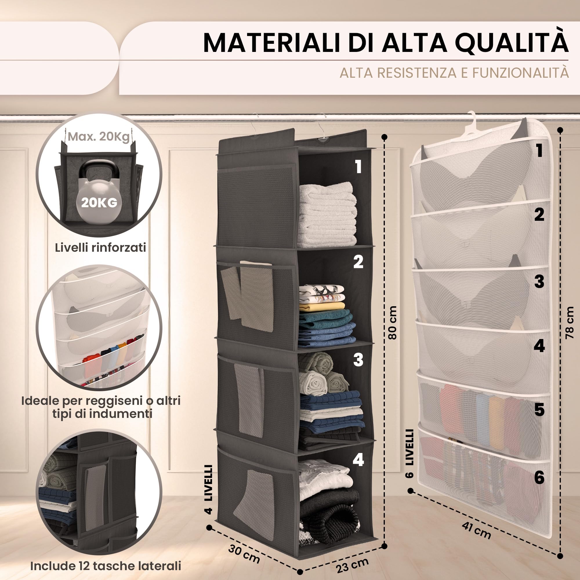 MGKolbe® Organizer armadio adesivo scorrevole/Contenitori salvaspazio Bagno/Mensola doccia senza foratura/Organizzatore Trucchi/Porta spugne lavello cucina/Porta utensili da cucina