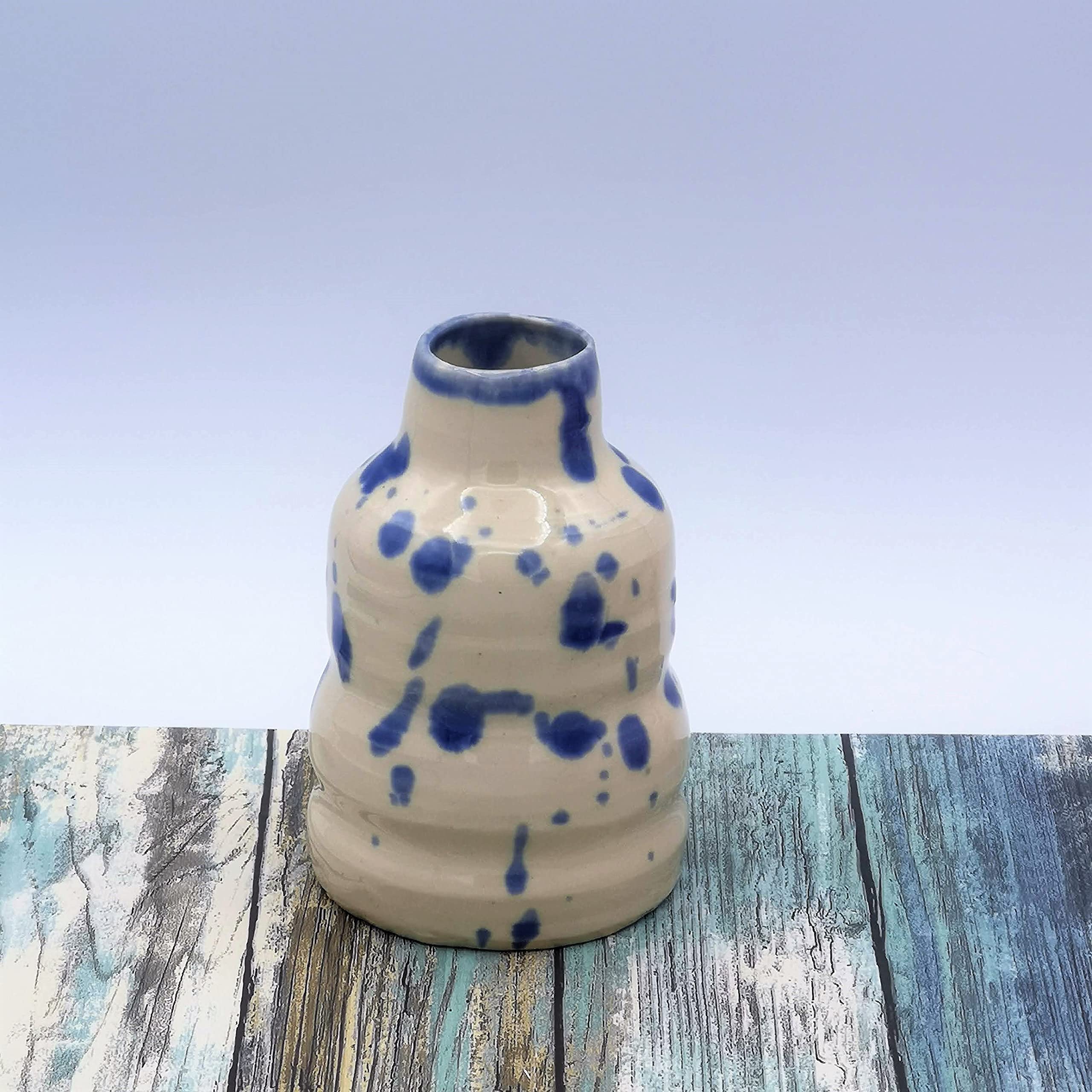 Jarrone De Cerámica Moderno Hecho A Mano Para Decoración Del Hogar, Florero De Gres Azul