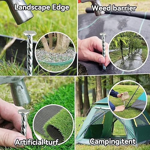 Miniatura 6 de EISENSP Estacas de paisaje extralargas de 14 pulgadas, anclajes de tierra resistentes para bordes de pavimentadora, picos de metal galvanizados en