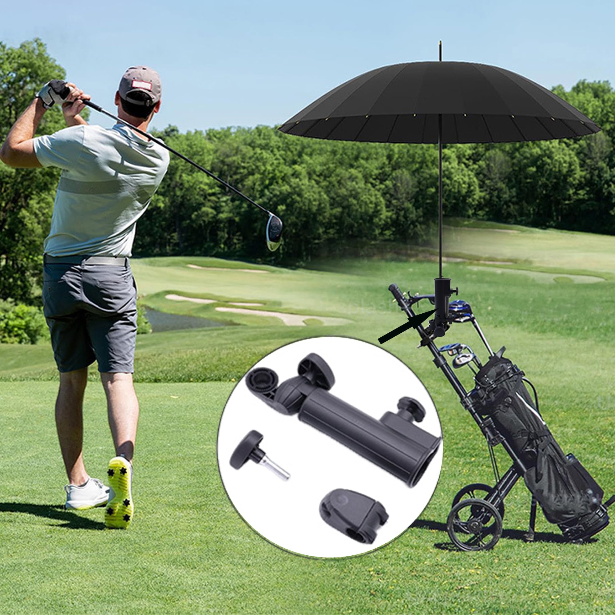 Paraguas de Golf Universales Ajustables 180° Negro
