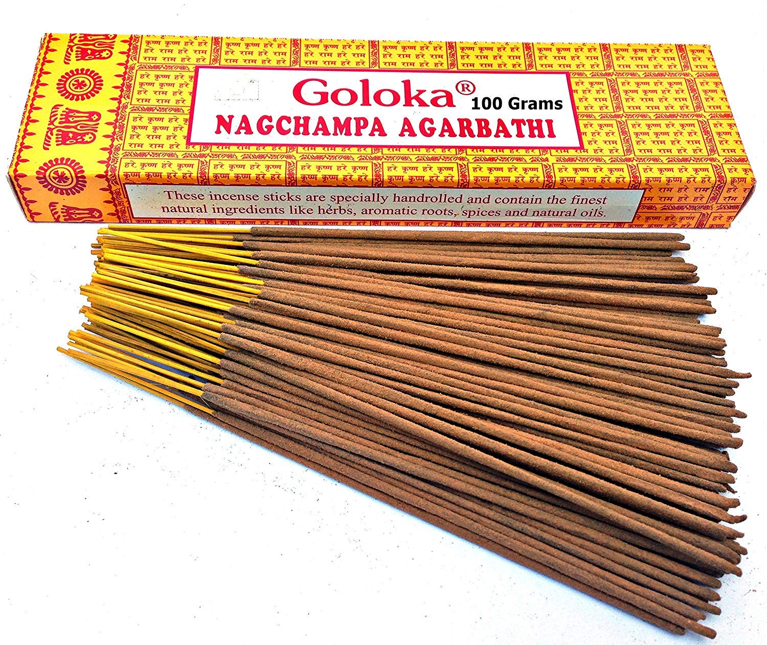 GOLOKA Nag Champa Incense Sticks Finest Masala 100 Gram (75-85 Sticks)
