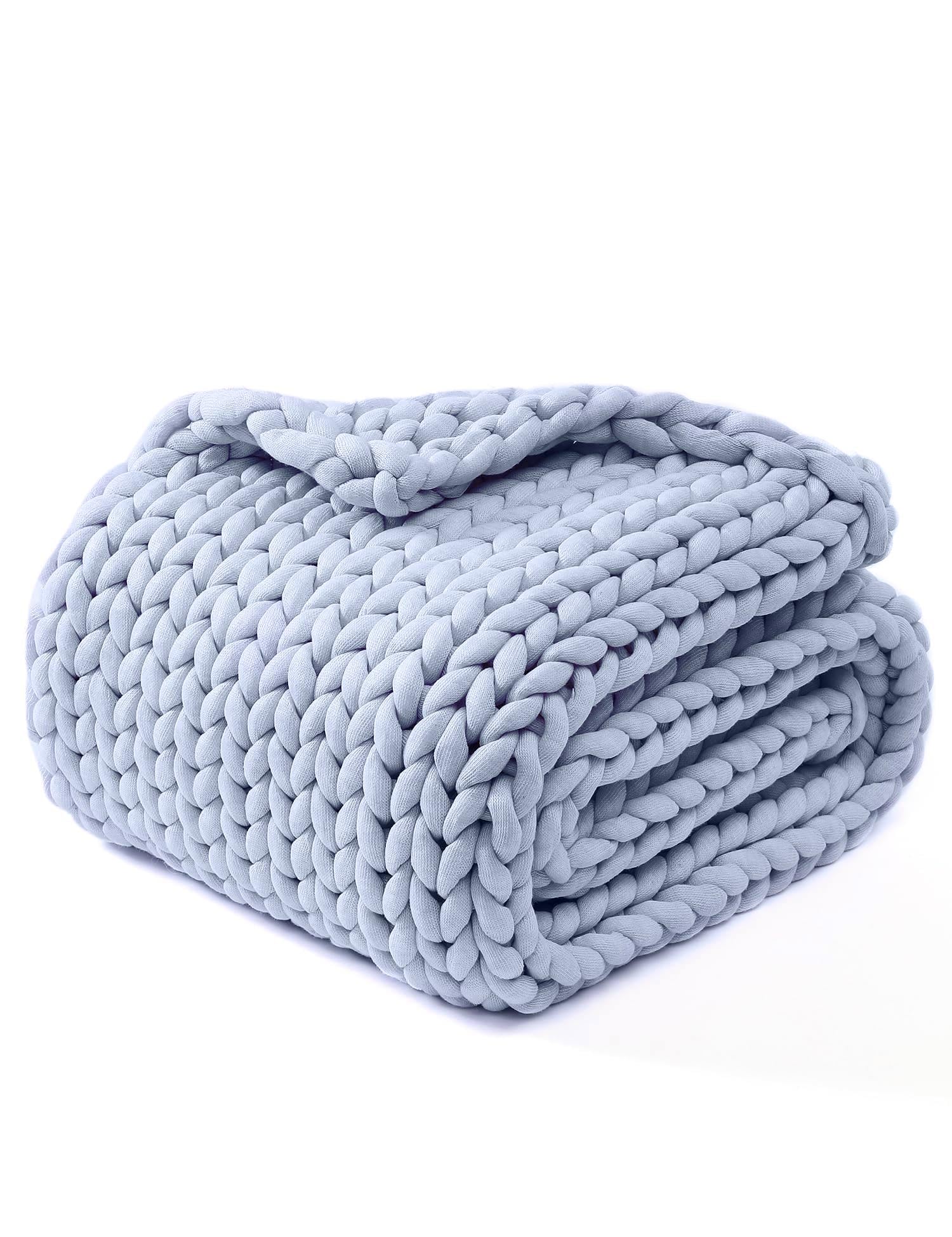YnM Chunky Throw Blanket, Medium-Weight, Hand Knitted, Skin Friendly, Ventilated and Breathable, Machine Washable, Home Décor Piece for Couch, Sofa