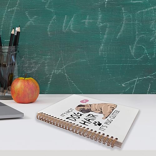 Miniatura 3 de VNWEK Adorable cuaderno de espiral con purpurina de perro carlino con diseño de perro carlino con purpurina de 5.5 x 8.3 pulgadas, cuaderno