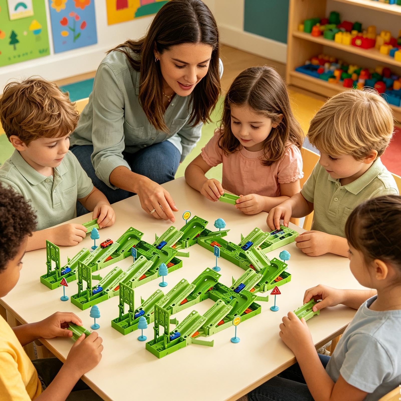Rennstrecken-Set Für Kind Flexibles Puzzle und interaktives DIY | Rennbahn-Spielzeug Für Kinder ab 3 Jahren, und Mädchen, Zuhause, Vorschule, Reisen und Schule