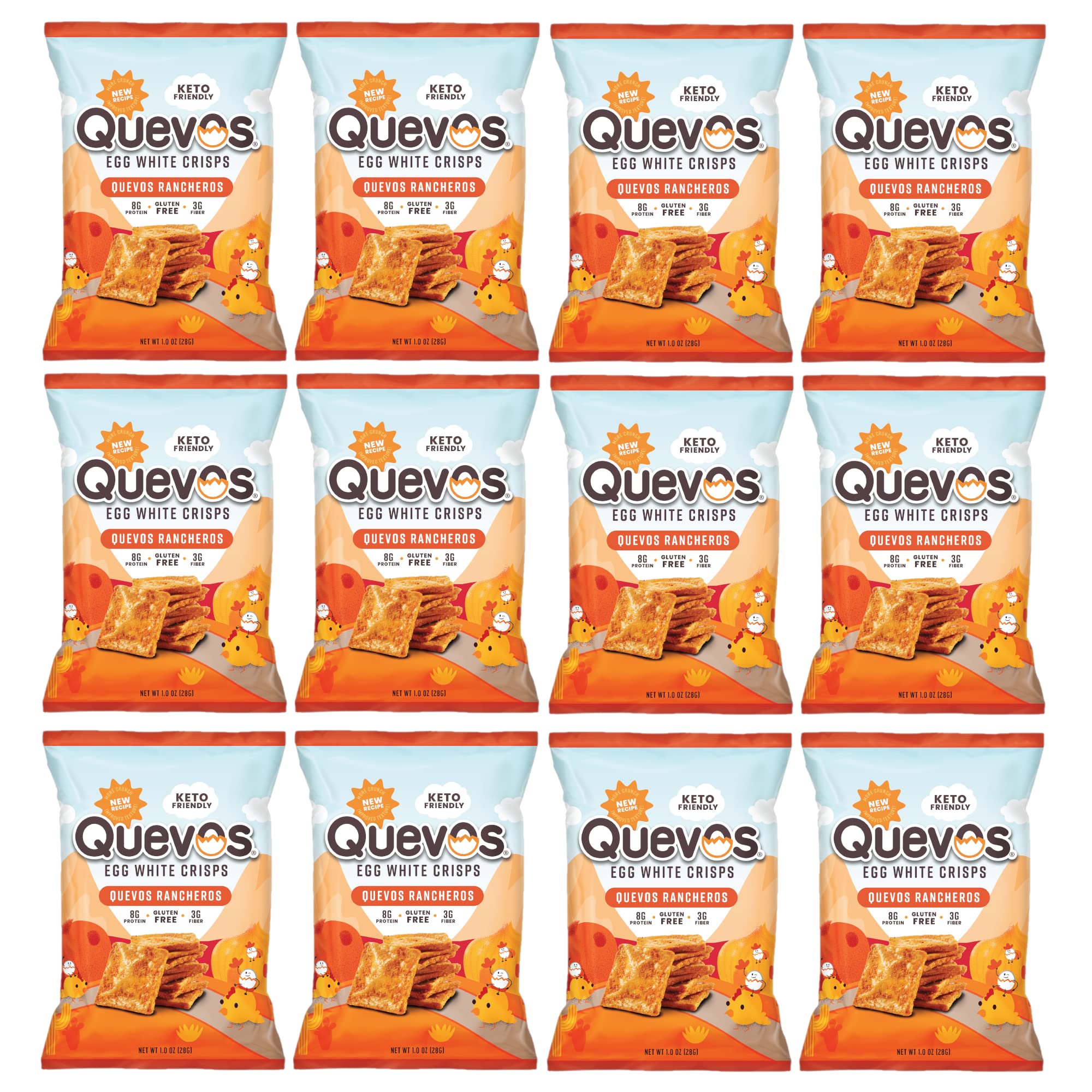Quevos Egg White Chips The Original Low Carb Egg Crisps, Crunchy