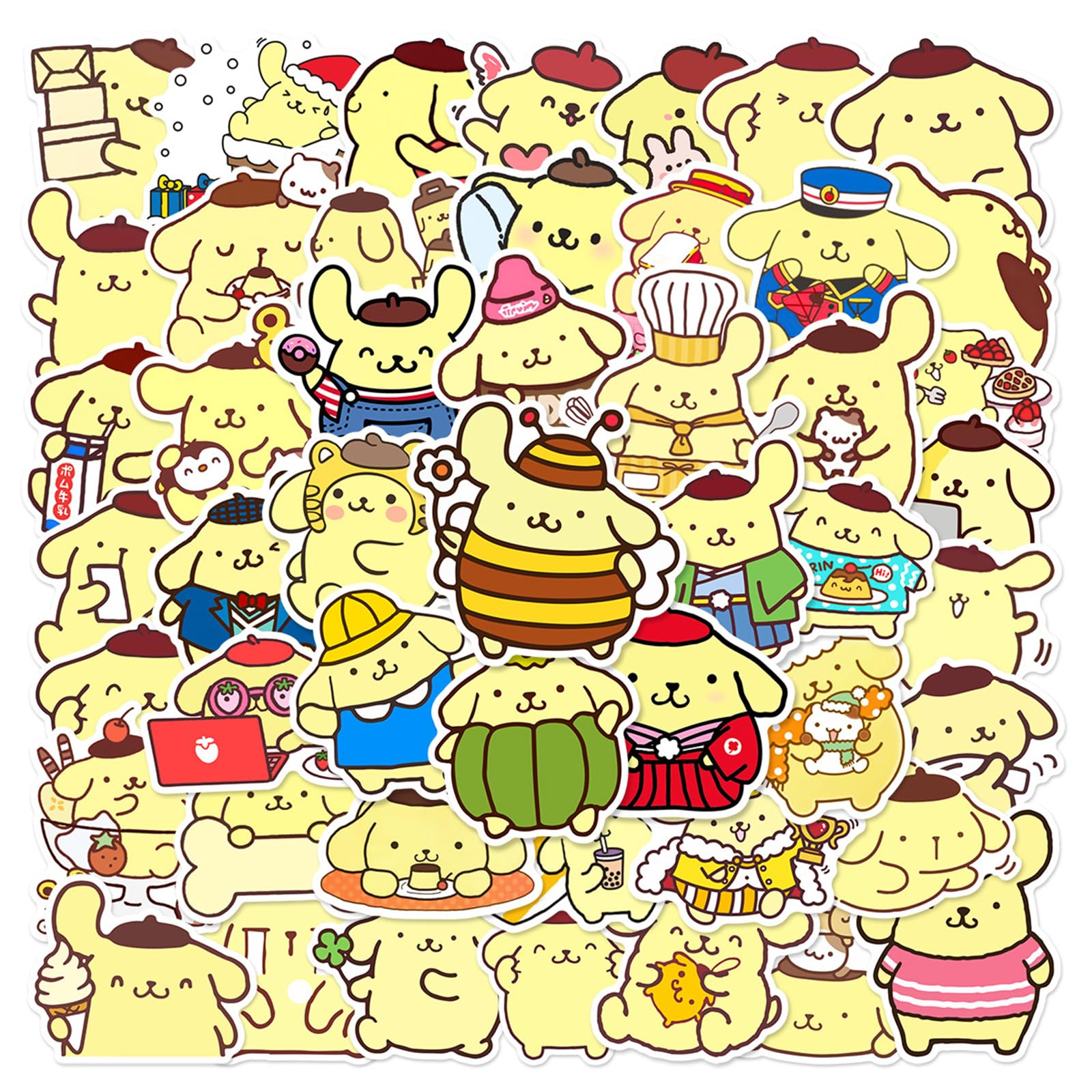 50Pcs Manga Pompompurin Stickers Mixed Pack Cool Cartoon Anime Stickers Decorative Sticker for Teens Adults Waterproof Sticker for Water Bottle Laptop (BDG)
