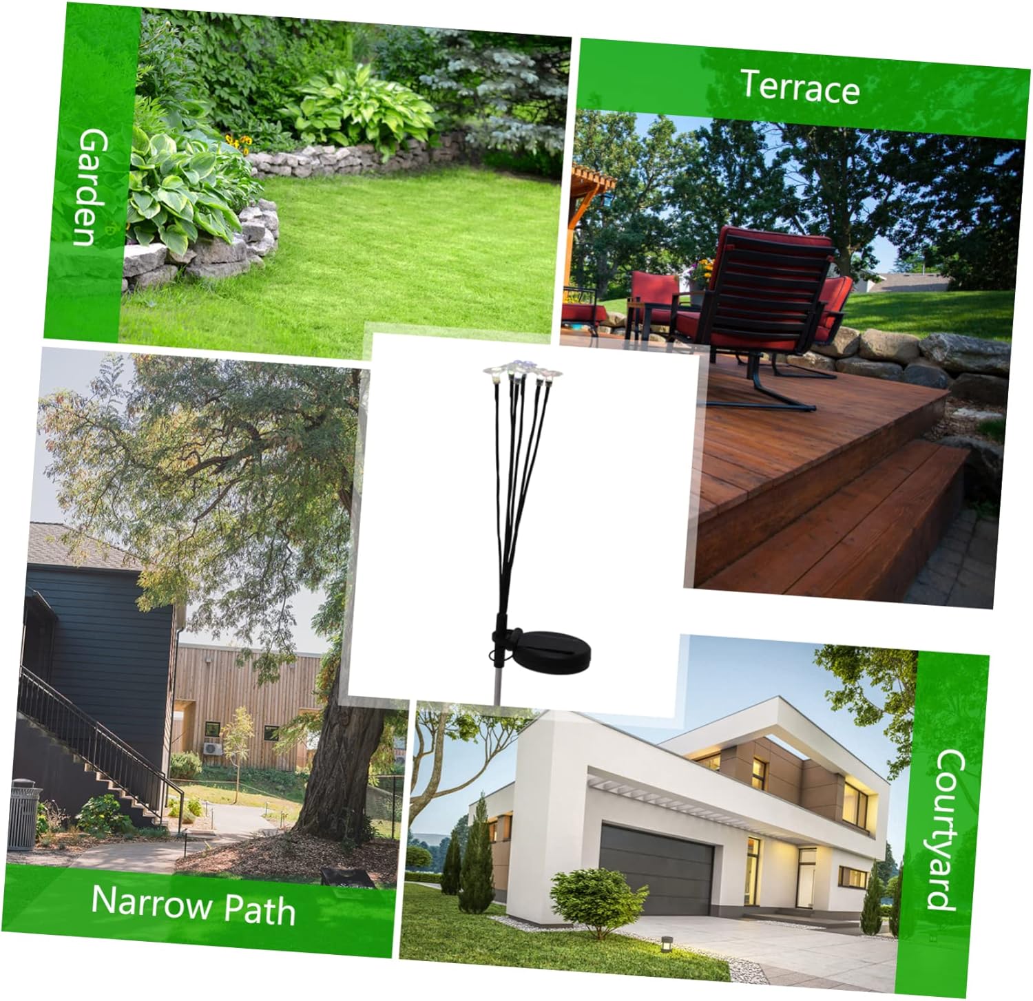 DOITOOL 4pcs Light Solar Garden Stake Lamp Outdoor Decorative Light Solar Panel High Brightness Led for Gardens Yards and Patios