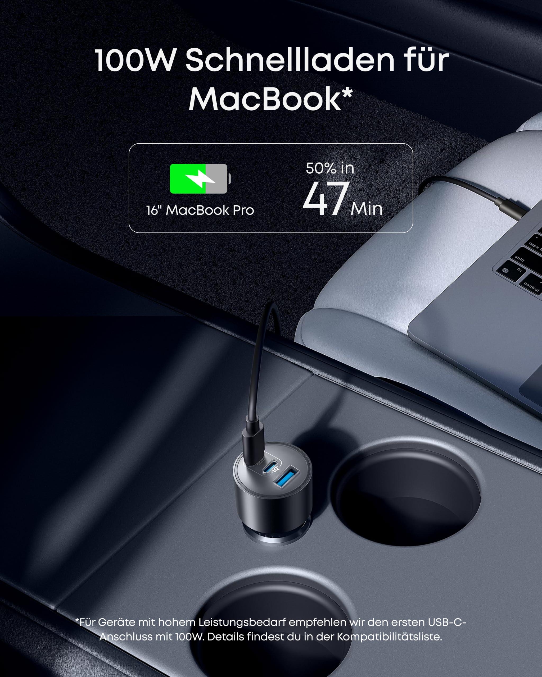 Anker 167,5W max. Zigarettenanzünder USB C, 3 Port kompaktes Typ-C Auto Ladegerät, Kfz-Ladegerät für MacBook Pro/Air, iPhone 17/16/15/14/13 Serie, Samsung S26 / S25, iPad Pro, AirPods und weitere
