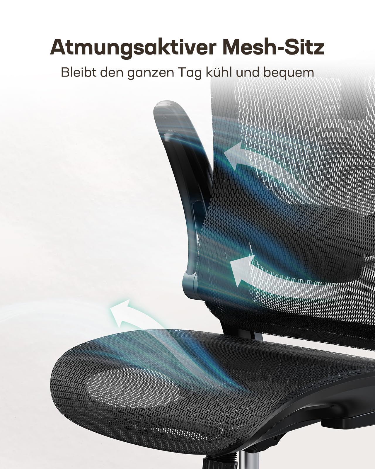 Marsail Ergonomiczne krzesło biurowe z wysokim oparciem z siatki, adaptacyjne podparcie okolic lędźwiowych, zagłówek 2D, składane podłokietniki 3D, regulacja wysokości i nachylenie przechylania, kolor