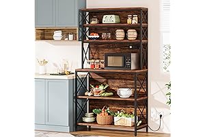 Tribesigns 39.4” Wide Microwave Stand with 6-Tier Storage and USB Ports -...