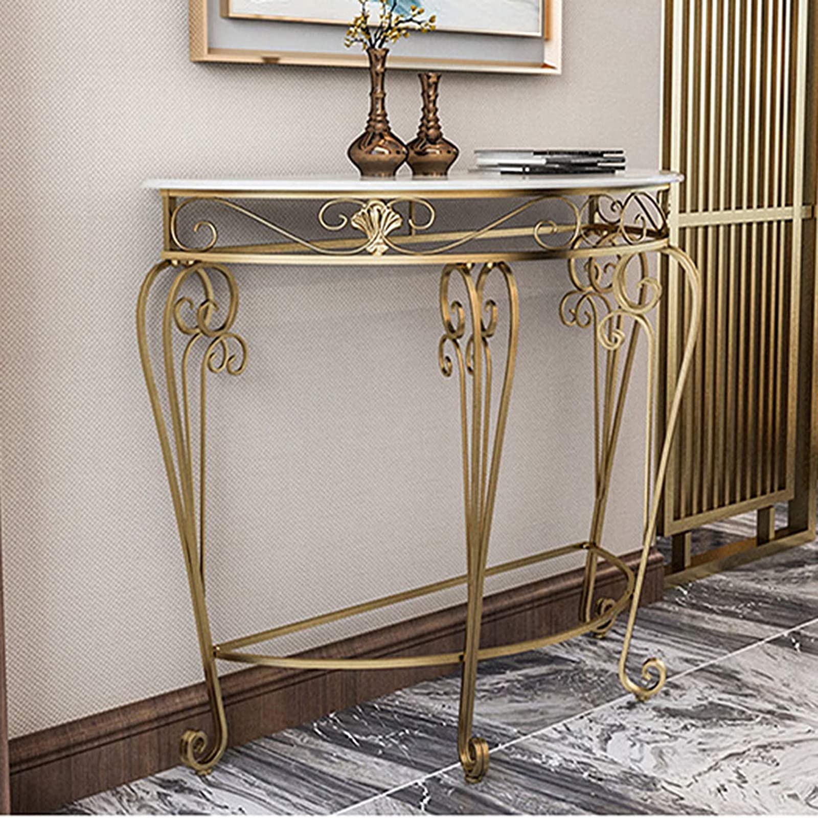 Amazon｜廊下超狭いコンソールテーブル、半円飾りコンソールテーブル