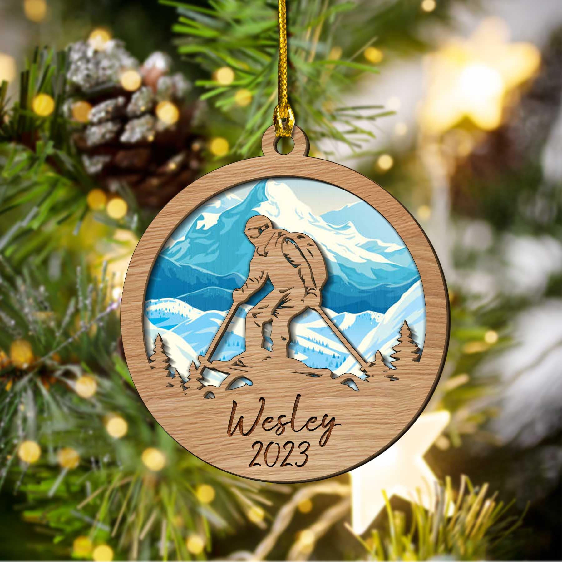 Amazon.com: Suseaz Personalized Skiing Wood/Ceramic Ornament