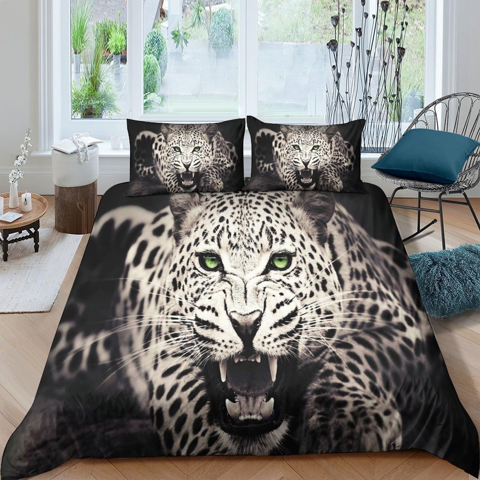 Ctjqhvkz Style-2 3D Printed Wild Leopard Fitted Sheet Microfiber Soft Breathable Jungle Animal Bed Cover For Bedroom Dorm Mattress Protection Decor Single（135X200cm）