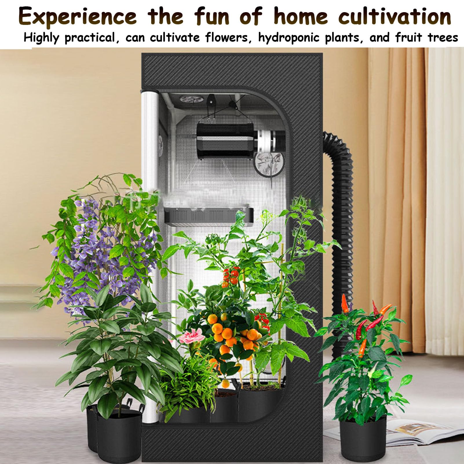 Armario de cultivo pequeño de 70 x 70 x 160 cm para el cultivo de plántulas en interiores. Armario de cultivo para hongos resistente al agua y a la luz, con luz LED
