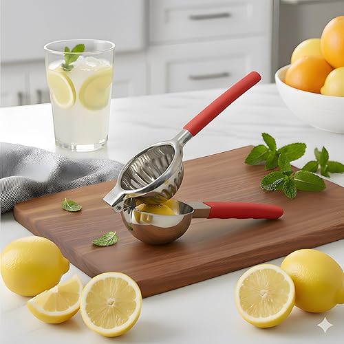 Miniatura 5 de Exprimidor de limón de mano de acero inoxidable  Exprimidor de cítricos de gran capacidad resistente con mango antideslizante  Resistente al óxido,