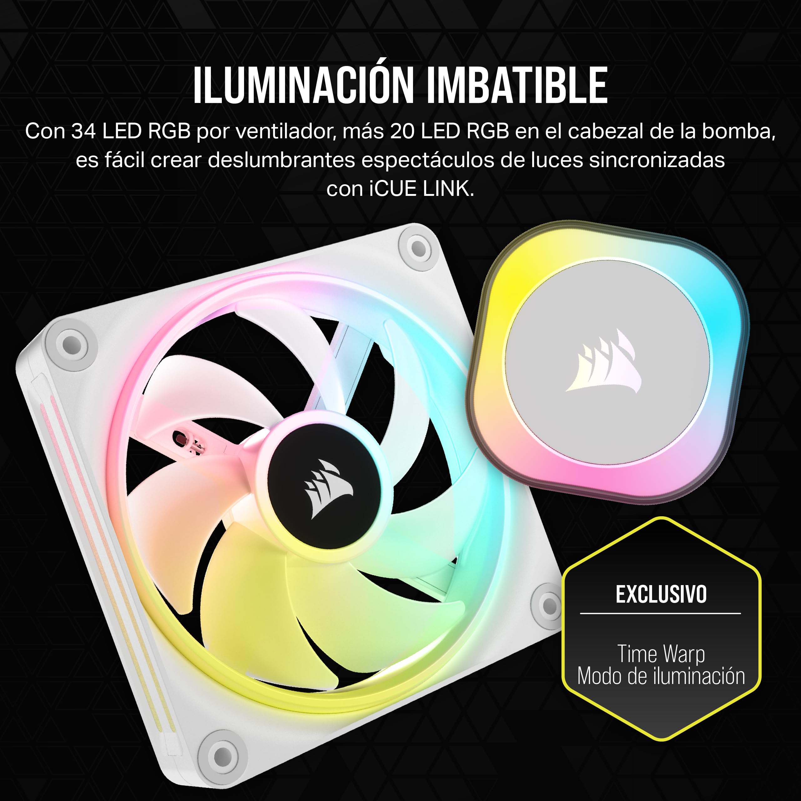 CORSAIR iCUE LINK H100i RGB Refrigerador Líquido Para CPU - 240mm AIO - Ventiladores QX120 RGB - Se Adapta a Intel® LGA 1700, AMD® AM5 - Concentrador de Sistema iCUE LINK Incluido - Blanco