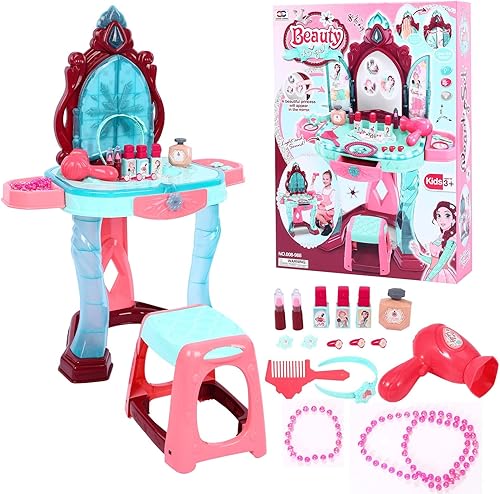 Juguetes de mesa de tocador para niños de 2 3 4 y 5 años juego de tocador para niñas pequeñas con luz y sonido y accesorios de maquillaje juguetes
