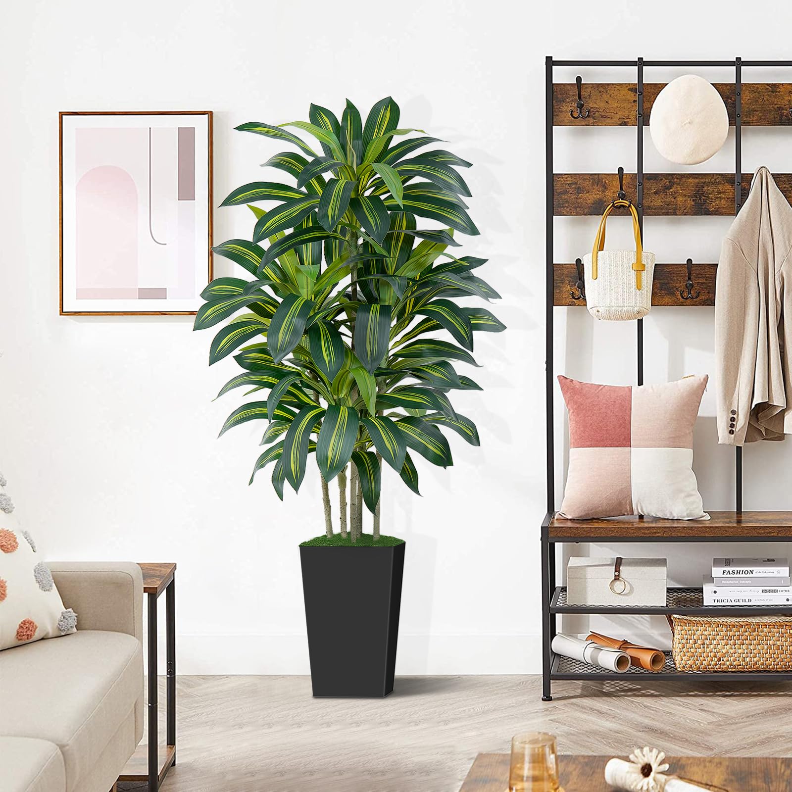 Arbol Artificial Dracaena con Pot Negro,150cm Planta Artificial Interior Alta y 105 Hojas,Árbol Artificial para Interior Exterior Oficina Dormitorios Salón Decoración Moderna