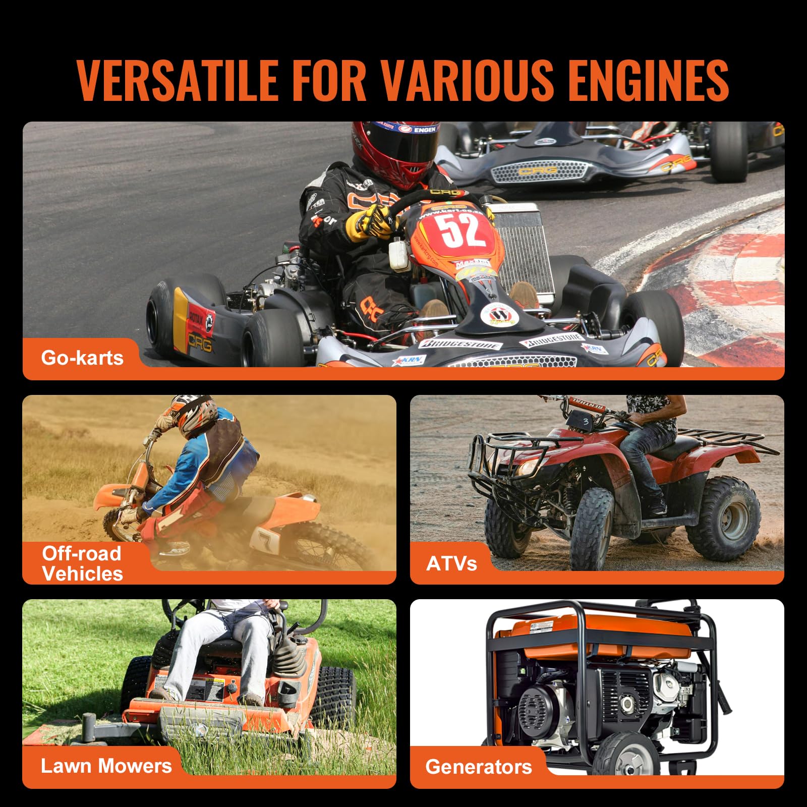 VEVOR Embrague de Transmisión Compatible con Motor 2-8 HP, Kit Embrague Alta Resistencia 2000 RPM, Ruedas Asimétricas Correa Goma, para Mini Moto 320x170x230 mm
