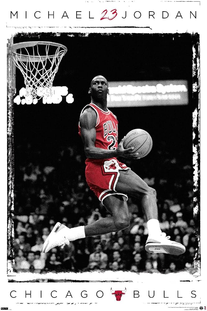 Cartaz de parede de enterrada de Michael Jordan - 22.375 x 34, sem