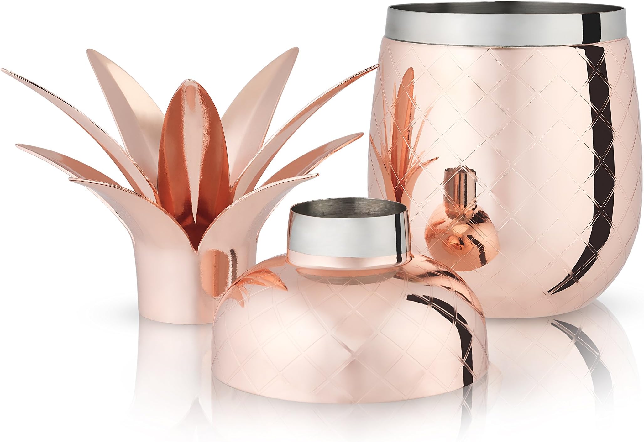 Viski Alto Chest Summit: Copper Pineapple Cocktail Shaker (Vicki), One Size, Multi Colored