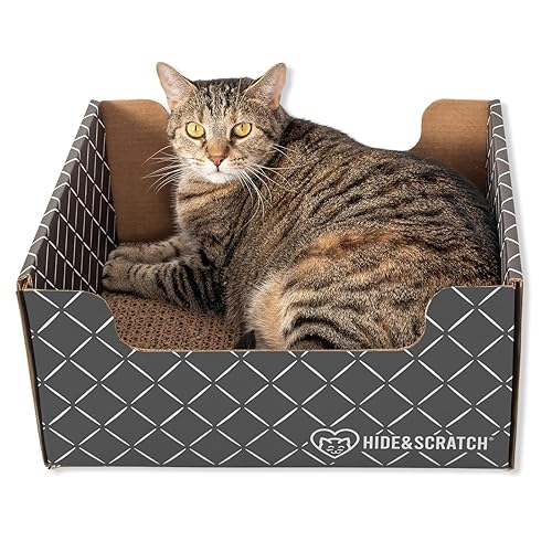 Hide & Scratch Cardboard Cat Scratcher Box & Bed -