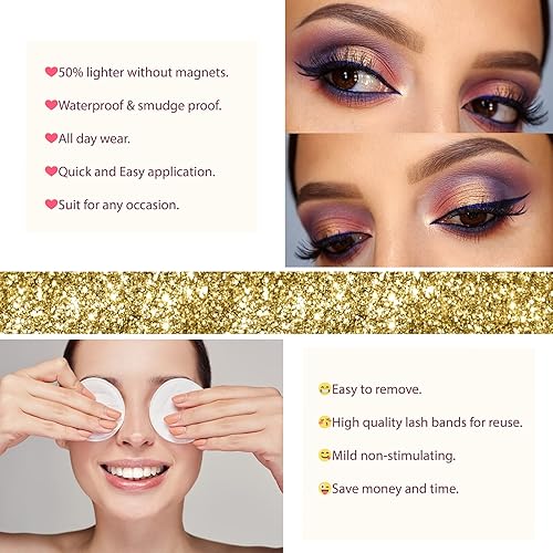 Miniatura 5 de Pestañas postizas mágicas con kit de delineador de ojos pestañas postizas de aspecto natural pestañas no magnéticas con delineador de ojos 2 en 1