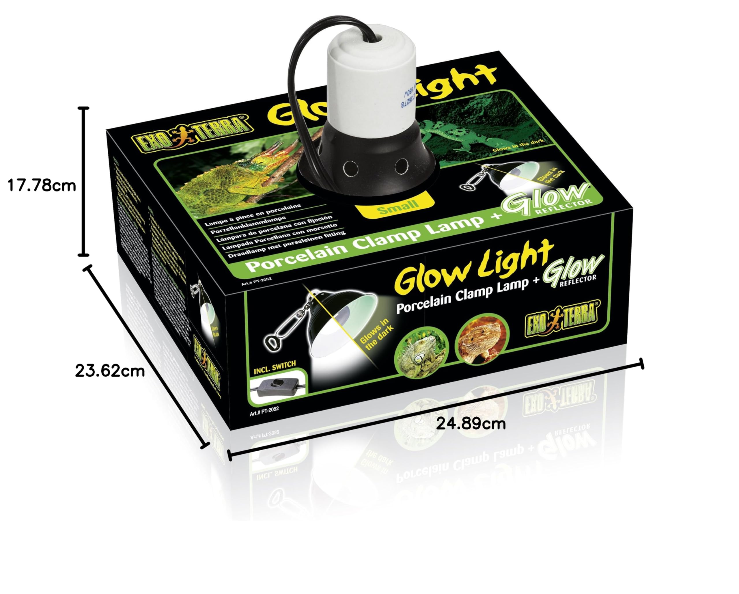 Exo Terra Glow Light, Porzellan-Klemmlampe und Leuchtreflektor, fuer Lampen bis 100W, Durchmesser 14cm, Schwarz