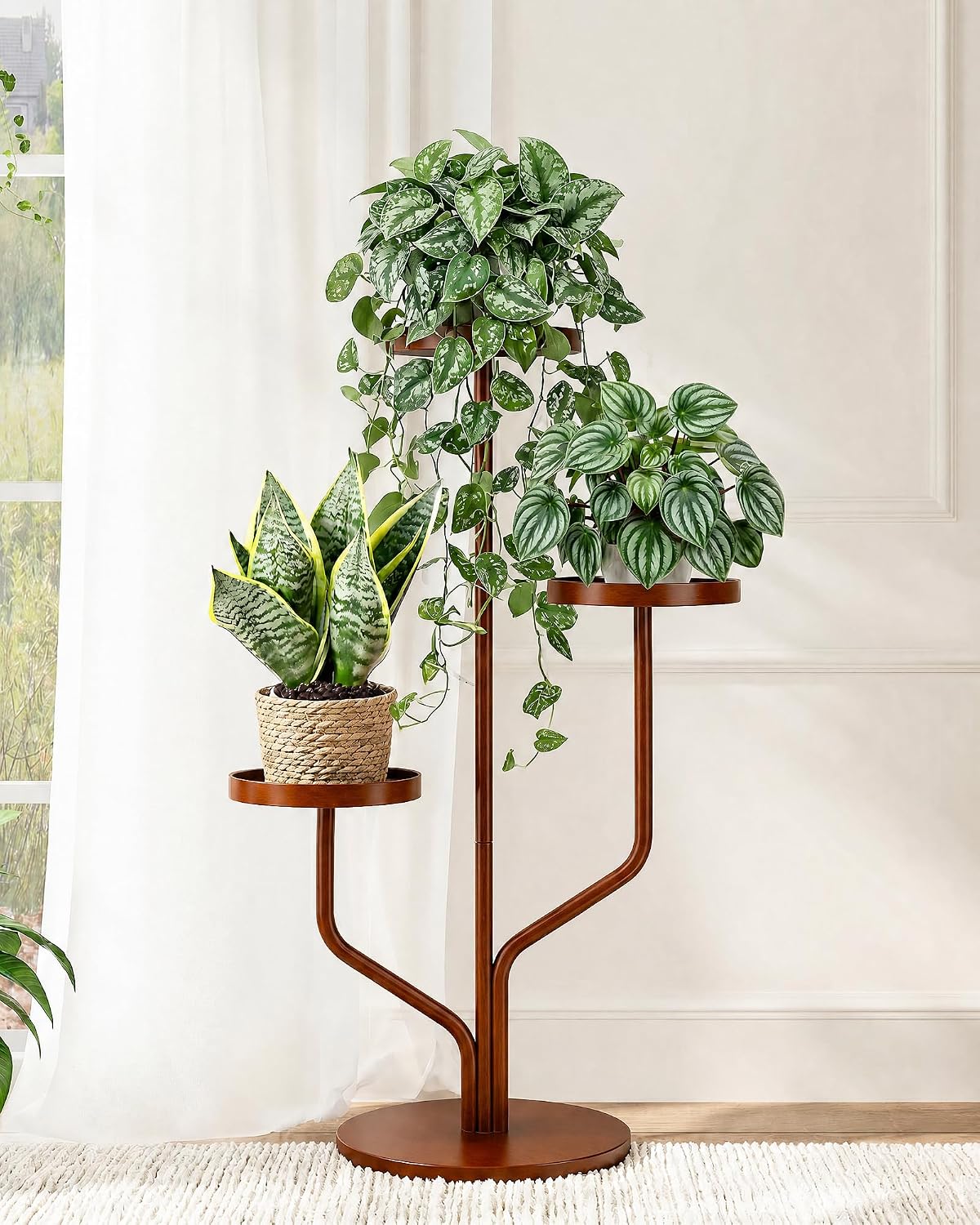 Tier Tall Flower Holder for Living Room,Bedroom Decor,Balcony (Brown)