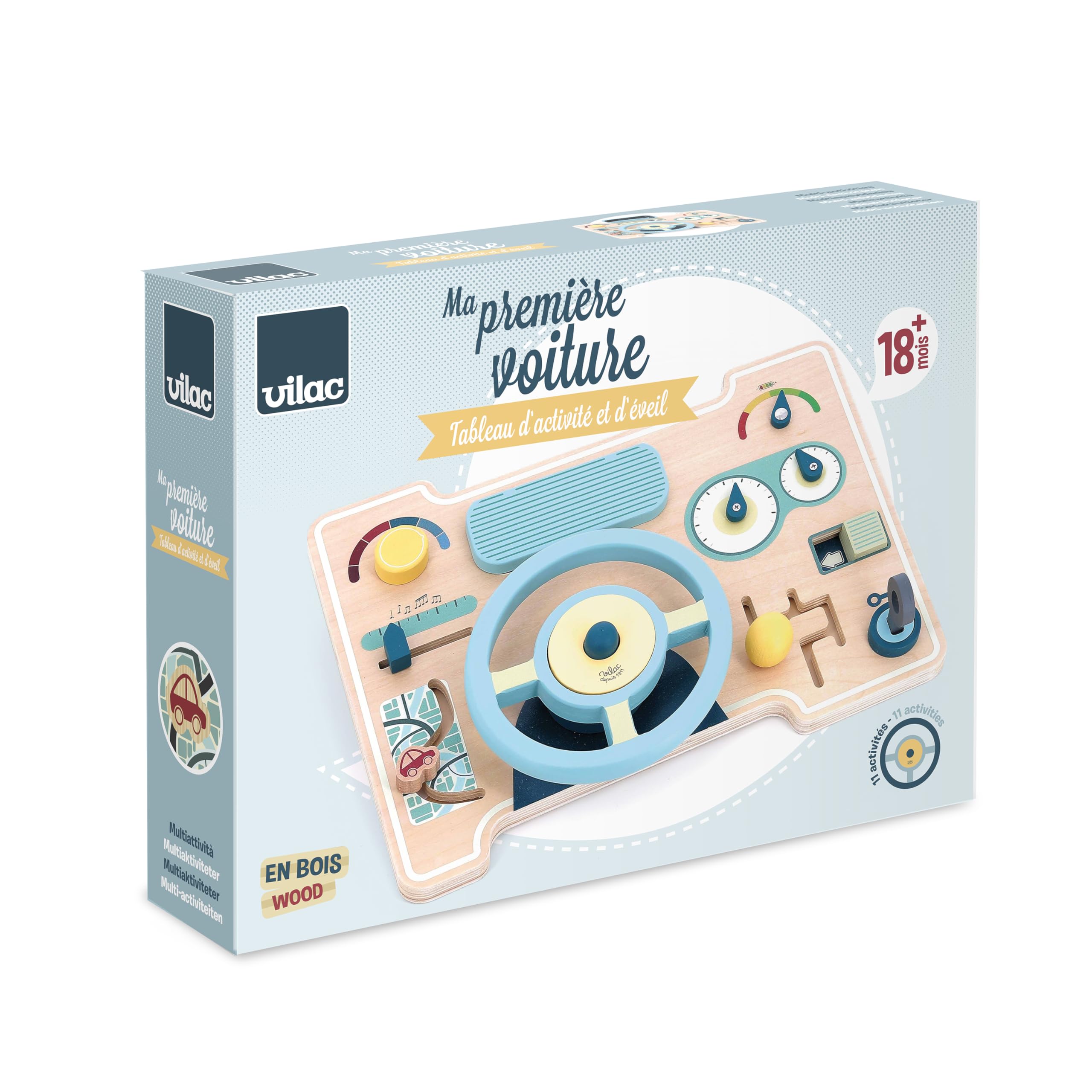 Vilac - Ma Première Voiture Tableau d'Activités - Bébés 12 Mois+