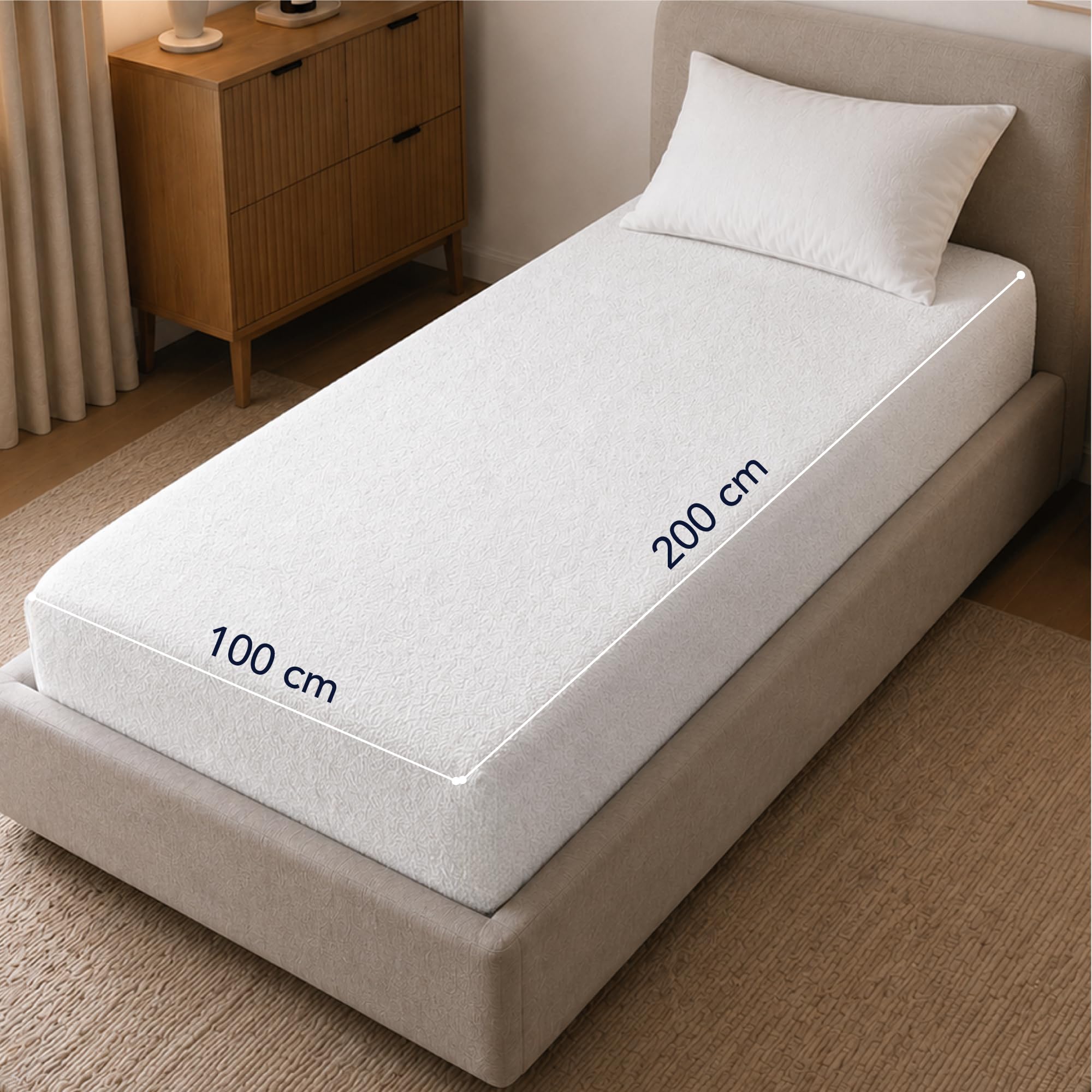 Dreamzie Spannbettlaken 100x200 Weiß - Frottee 80% Baumwolle, Oeko-Tex – Ansicht 5