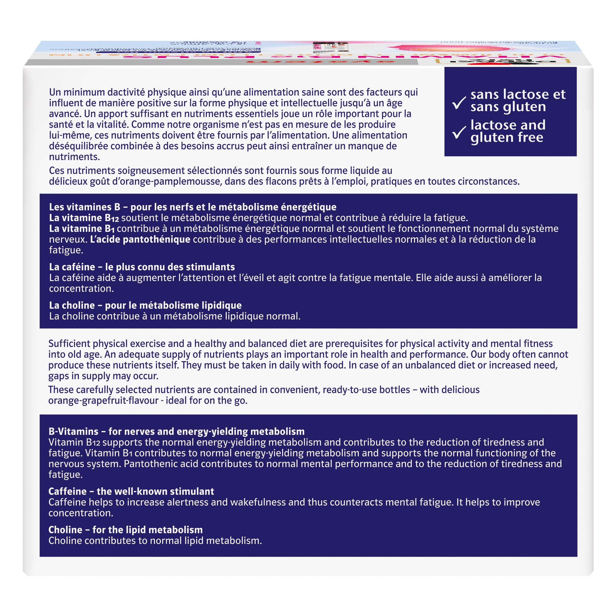 Doppelherz system VITAMINE B12 PLUS, Complément alimentaire, Performance, Énergie et Concentration, Goût Orange et Pamplemousse, 30 flacons de 25 ml