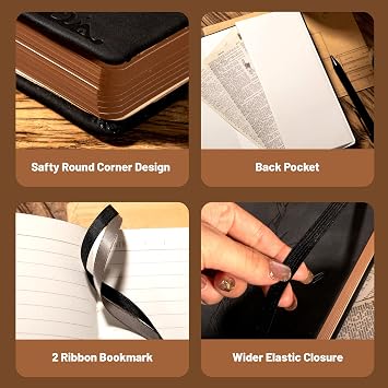 CAGIE Compass Leather Journal for Men Women, A5 Lined Notebook Writing Gift