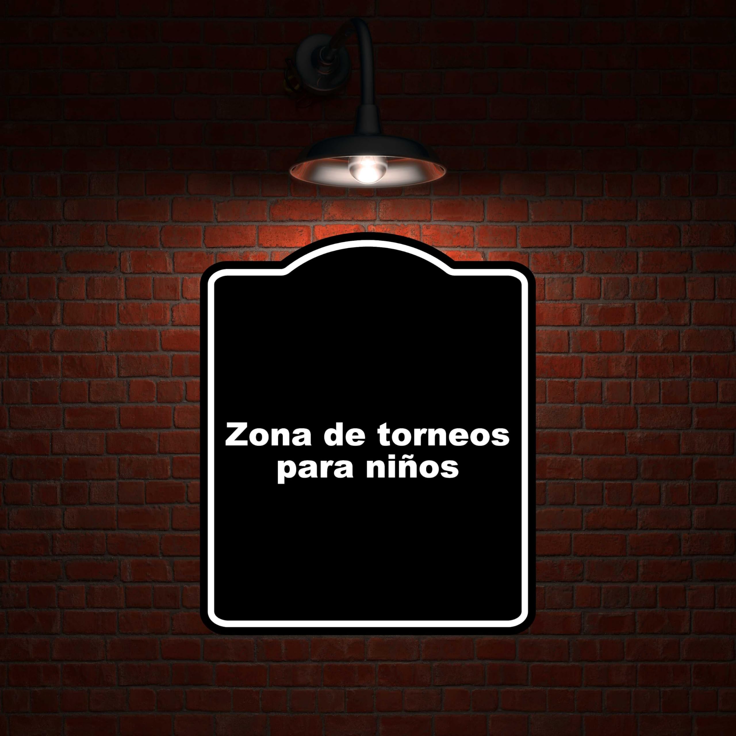 Zona de torneos para niños BLACK Aluminum Composite Sign 8.5 x 10 inches