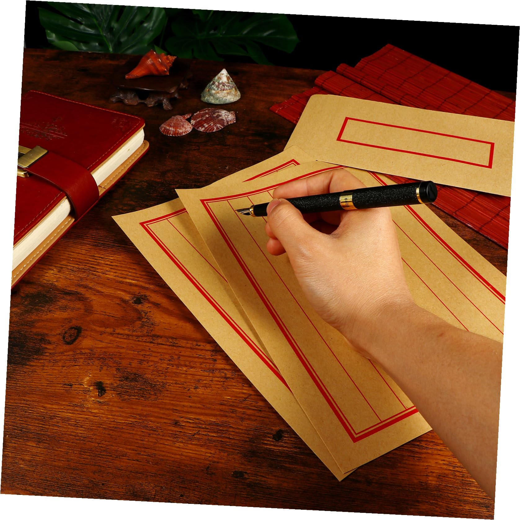 OSALADI 2 Sätze Klassischem Chinesischem Briefpapier und Umschlägen Notizpapier mit Gitterdesign und Passenden Briefumschlägen für Dankesbriefe Gedichte und Kalligraphie