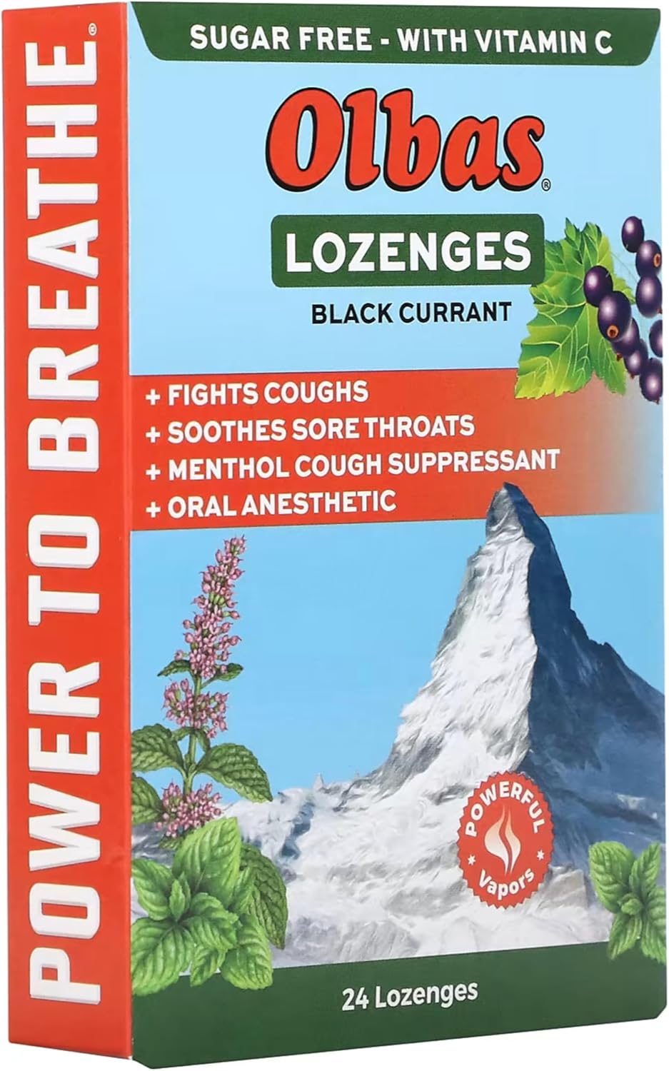 Olbas Maximum Strength Sugar Free Lozenges, Black Currant Flavor 24 ea (Pack of 6)