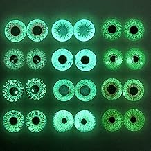 QTTLLI 10 Pairs 20mm Glow in The Dark Glass Round Pupil Eyes Owl Eyes Round Dome Glass Cabochons Flatback for DIY Craft Clay Eyes, 20mm