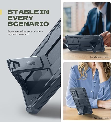 Vista 184 de Dexnor Funda para Samsung Galaxy S24 Plus con cubierta deslizante integrada para cámara, protector de pantalla y soporte, a prueba de golpes, funda