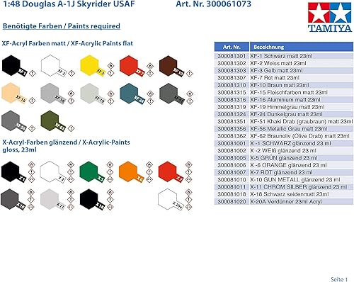 Miniatura 4 de Tamiya 61073 1/48 Douglas A-1J Skyraider USAF Kit de avión modelo de plástico