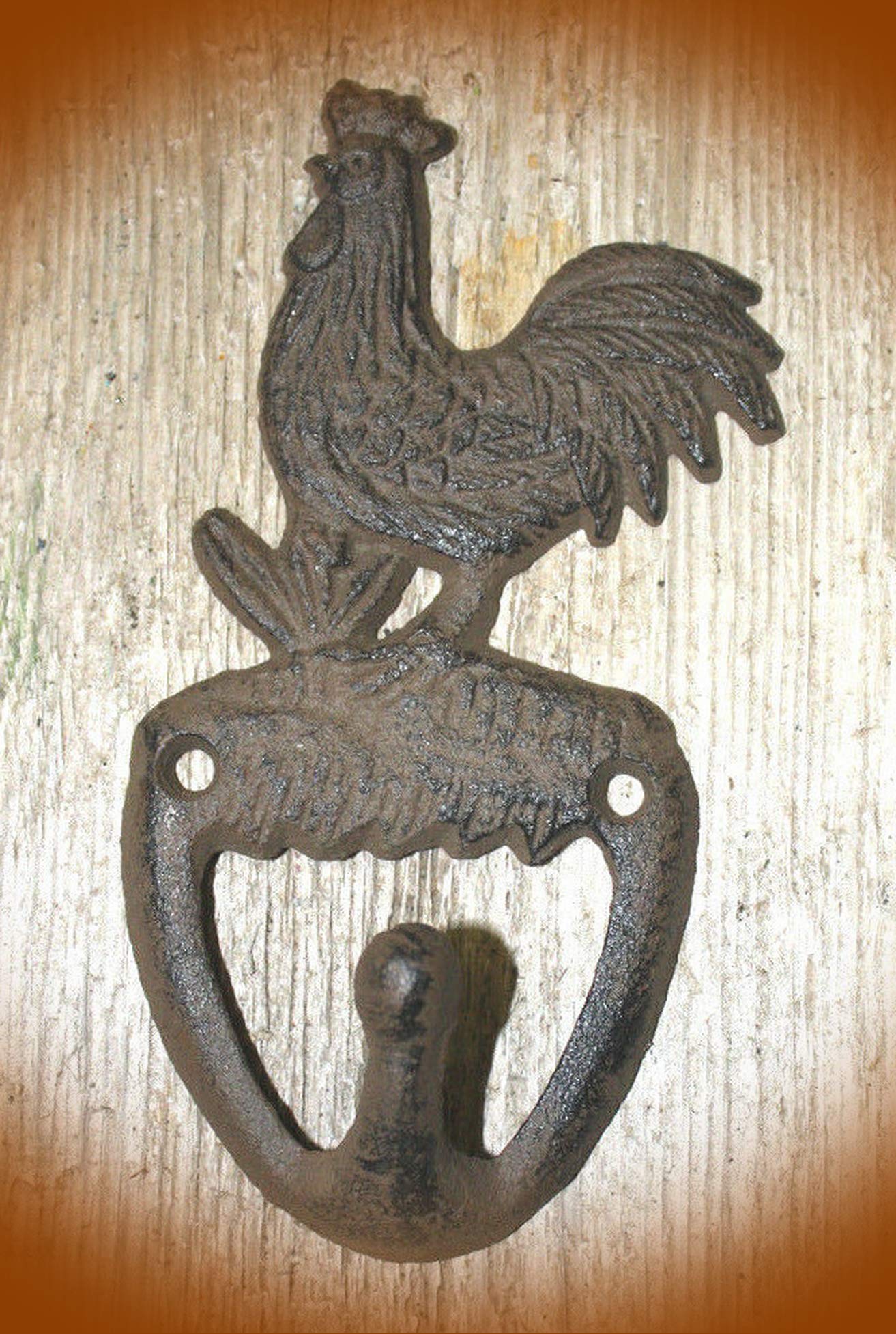Rooster Towel Hanger Coat Hat Hooks, Key Rack Hen Hook Chicken Vintage Cast Iron Supplies for Home Decor by CharmingSS (with NO Screws)