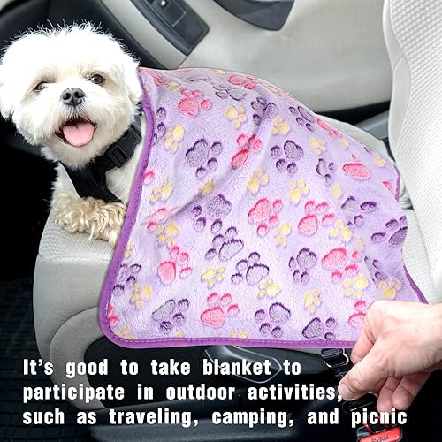 Miniatura 4 de Tudomro 30 mantas para mascotas con estampado de patas, manta suave y esponjosa para perro, manta cálida para perros, manta multicolor con estampado