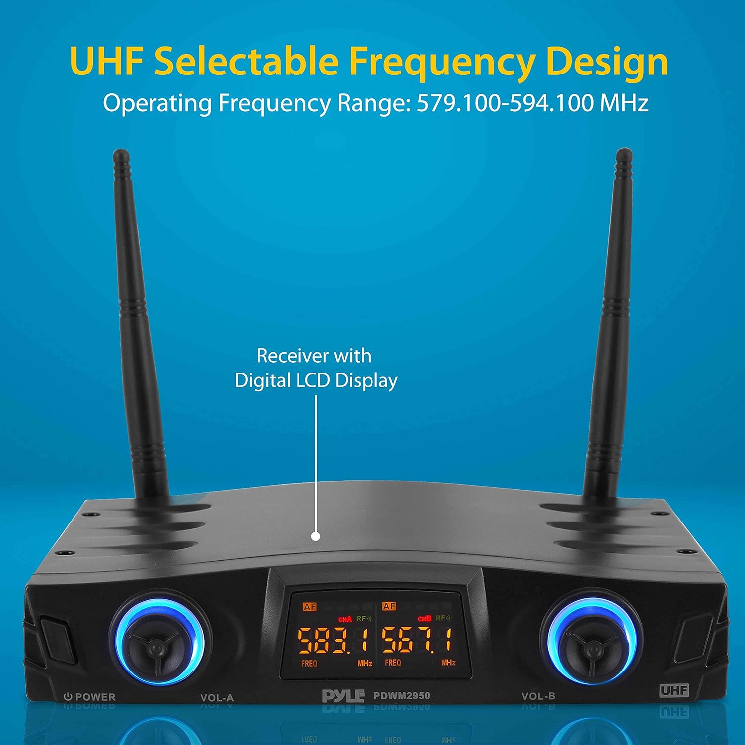 Super Sale π Pyle Compact UHF Wireless Microphone System-Pro Portable Dual Channel Desktop Digital Set w/ 2 Handheld Mic, Receiver Base, USB Cable, Battery, XLR, for Home, PA, Karaoke, DJ (PDWM2950.5) Free Shipping Over $50 Pyle Compact UHF Wireless Microphone System-Pro Portable Dual Channel Desktop Digital Set w/ 2 Handheld Mic, Receiver Base, USB Cable, Battery, XLR, for Home, PA, Karaoke, DJ (PDWM2950.5)