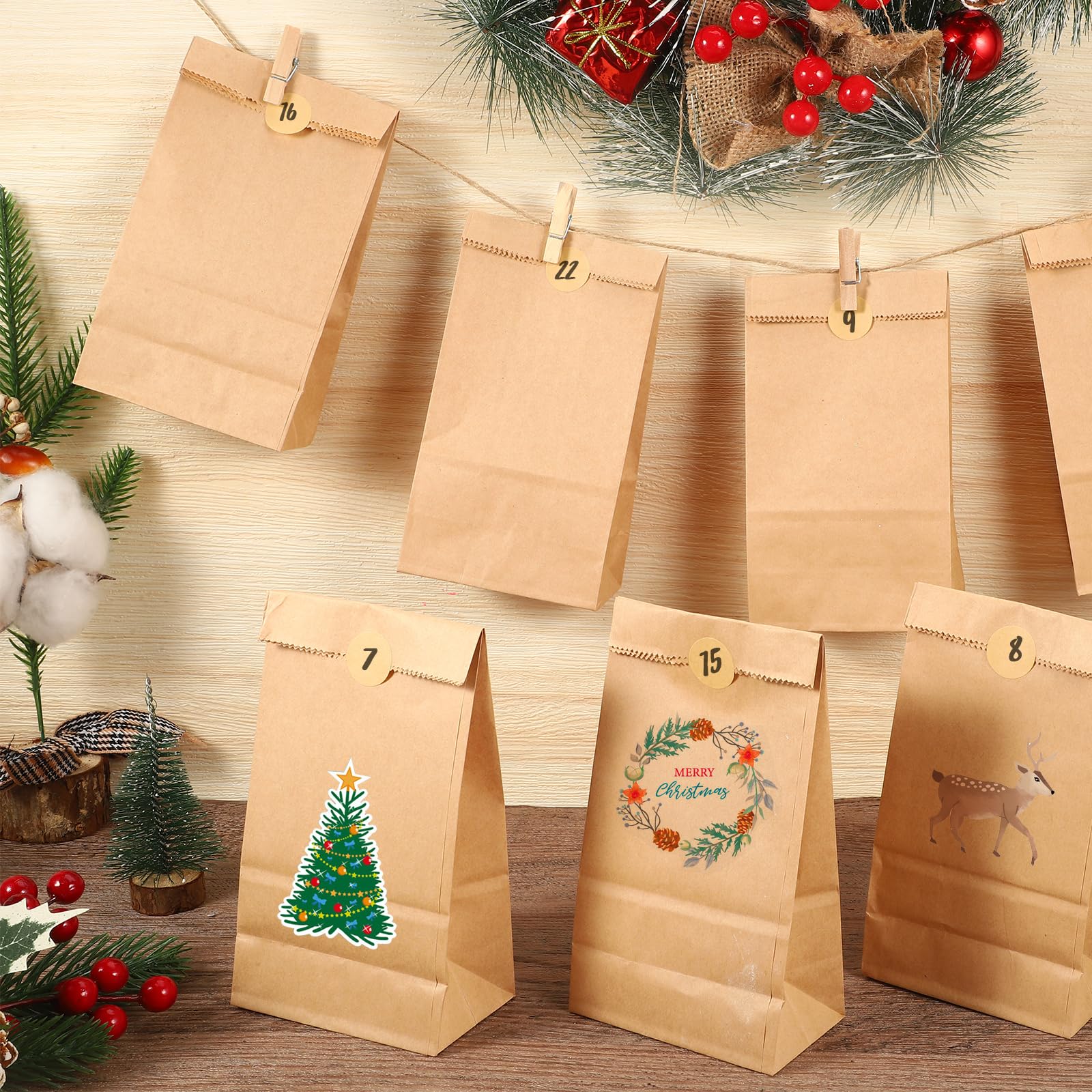 Confezione da 50 sacchetti di carta marroni 9 * 5,5 * 18 cm sacchetti marroni piccoli, sacchetti di carta kraft sacchetti regalo piccoli fai-da-te con adesivi sacchetti