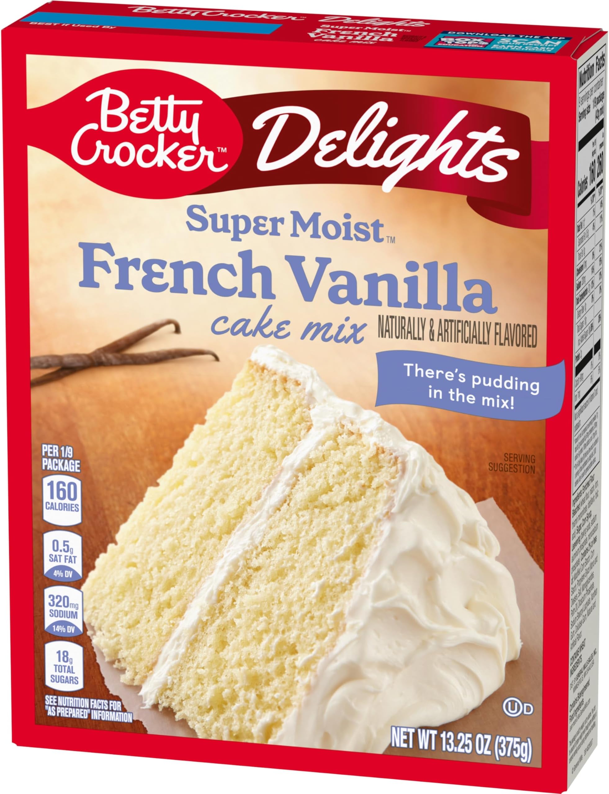 Betty Crocker Cake Mix Super Moist French Vanilla, 13.25 oz (Pack of 12)