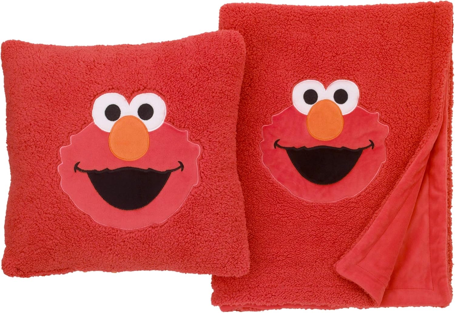Sesame Street Elmo Red Soft Plush Sherpa Toddler Blanket with Applique