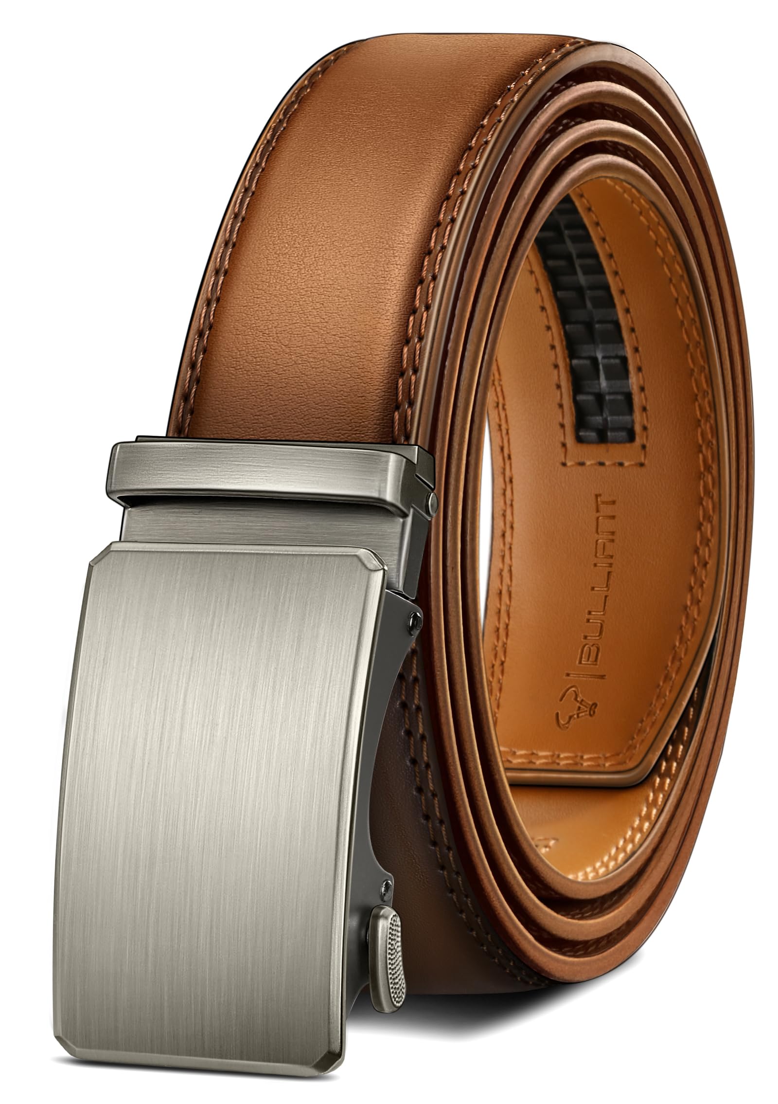 BULLIANT Gürtel Herren, Ratchet Gürtel Ohne Löcher 35 mm,Größe Angepasst | Automatik Ledergürtel für Anzug Jeans,Geschenk