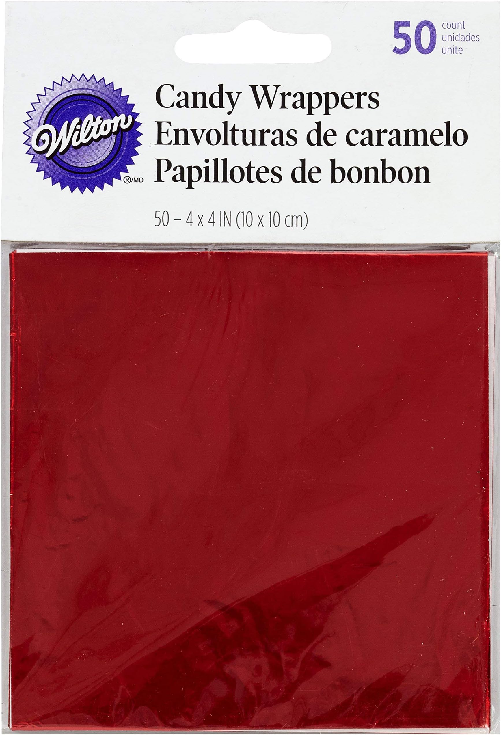 Wilton Red Foil Wrappers, 10cm x 10cm (4in x 4in) Pack of 50