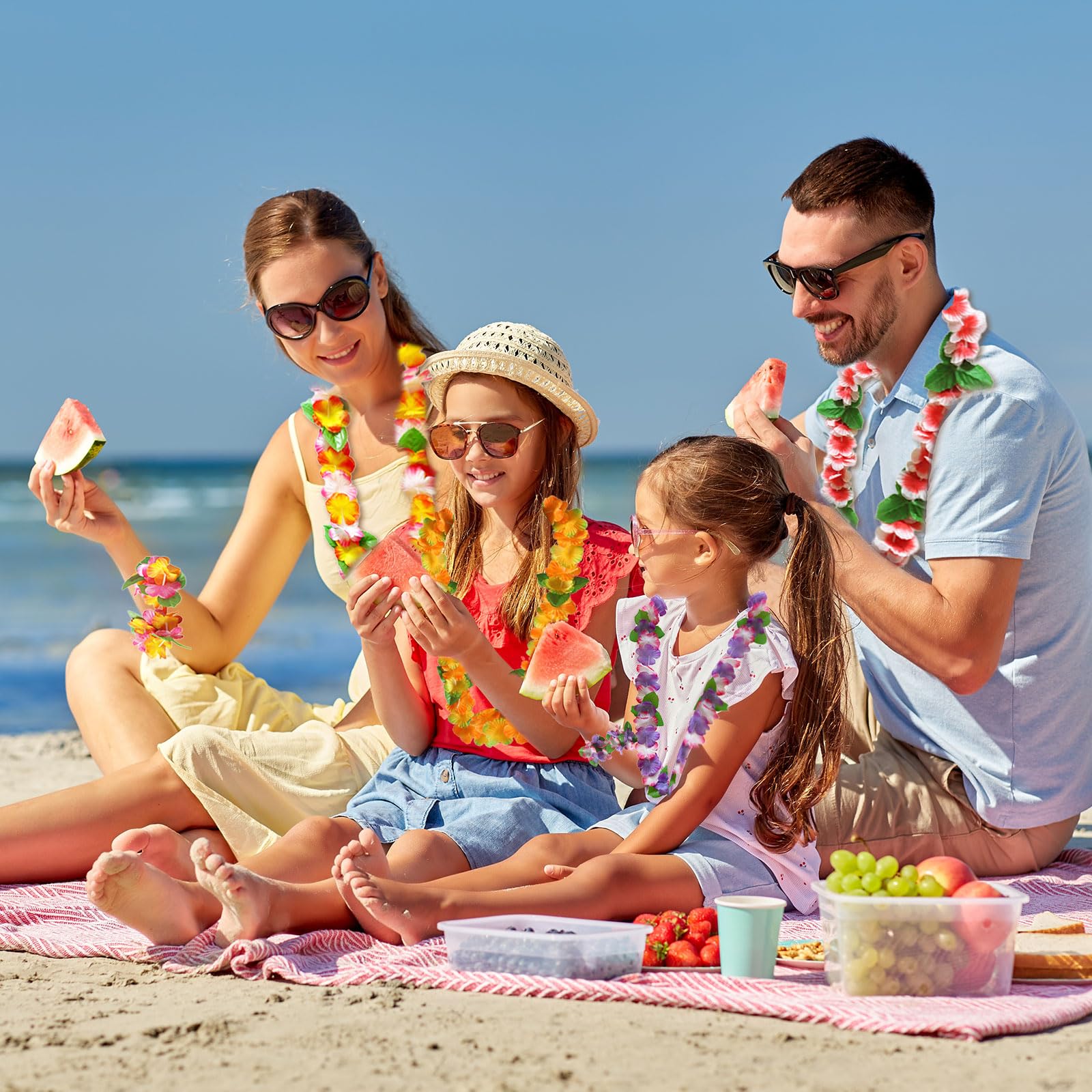 PATPAT Gezinnen partnerlook-set, Hawaï-zomeroutfit voor mama, papa, kinderen, strandkleding familie, moeder, dochter, jurk en vader zoon T-shirt
